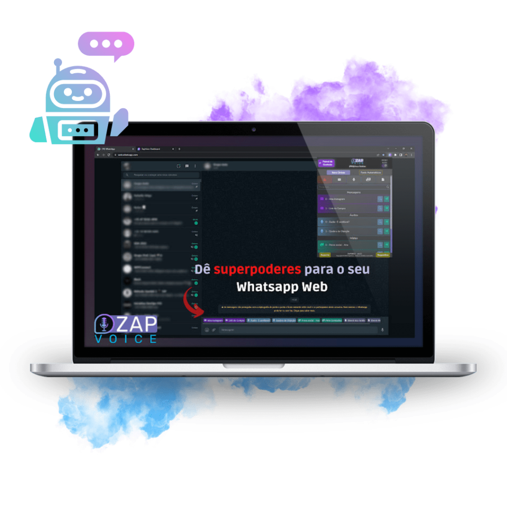 Mackbook com a extensão Zap Voice