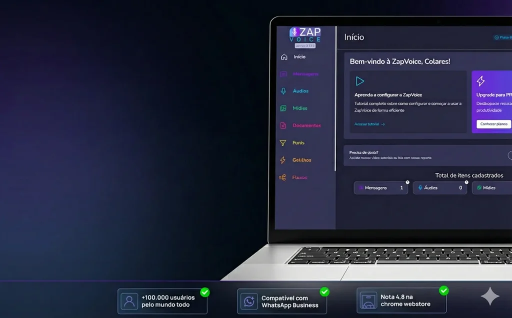O ZapVoice é uma extensão para Google Chrome desenhada para transformar o aplicativo em uma potente máquina de vendas e suporte